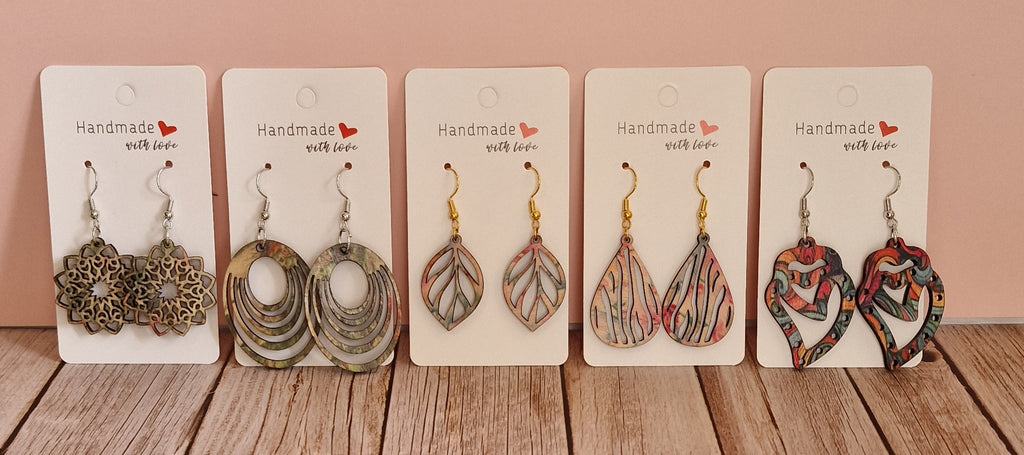 Boucles d'oreilles en bois – Attaches hypoallergéniques