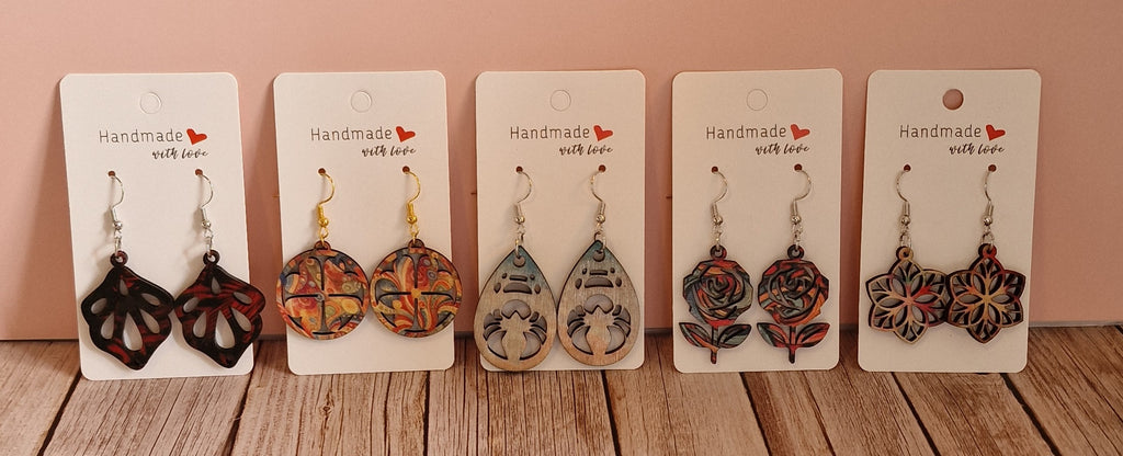 Boucles d'oreilles en bois – Attaches hypoallergéniques