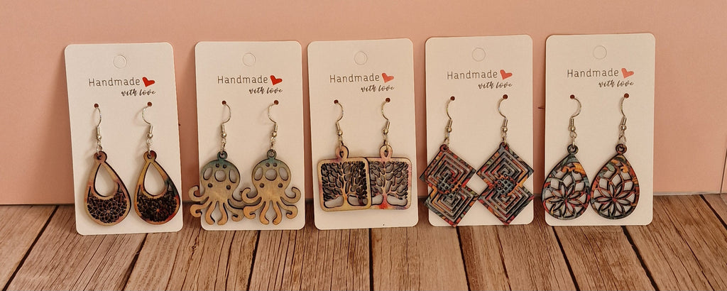 Boucles d'oreilles en bois – Attaches hypoallergéniques