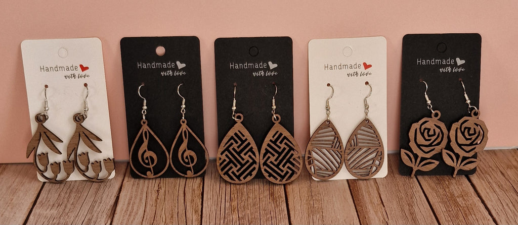 Boucles d'oreilles en bois – Attaches hypoallergéniques