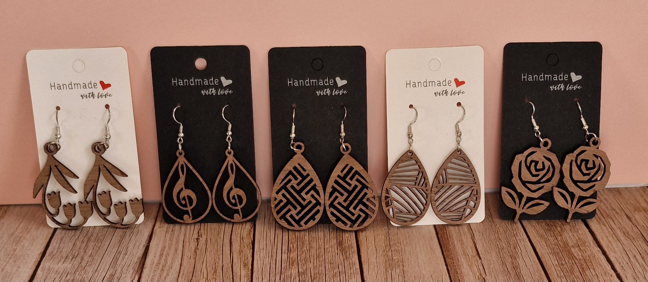 Boucles d'oreilles en bois – Attaches hypoallergéniques