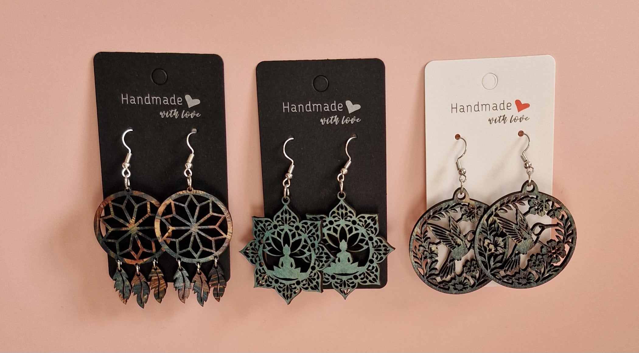 Boucles d'oreilles en bois – Attaches hypoallergéniques
