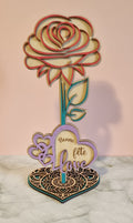 Fleur en Bois sur Socle - Fête des Mères - Personnalisable